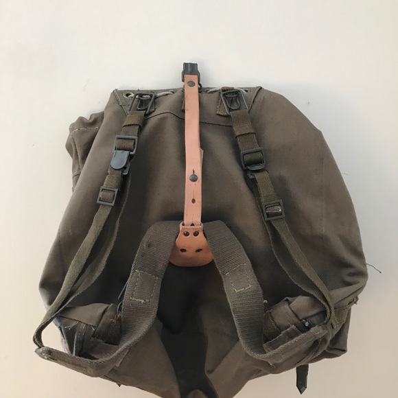 COWHIDE CANVAS BACK PACK VINTAGE CUSTOM BAG - Picture 3 of 8